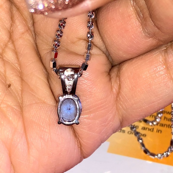 Natural Larimer opal and Tanzanite pendant, 10k white gold vermeil beautiful WOW - Picture 5 of 7